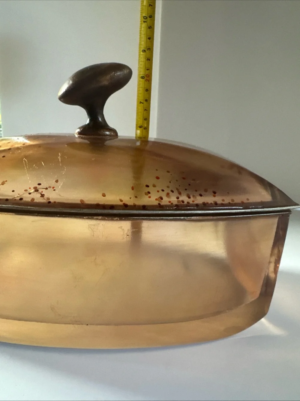 Vintage Amber Cast Resin Lidded Box Gold Fleck Metallic Tree Branch 11” Decor **